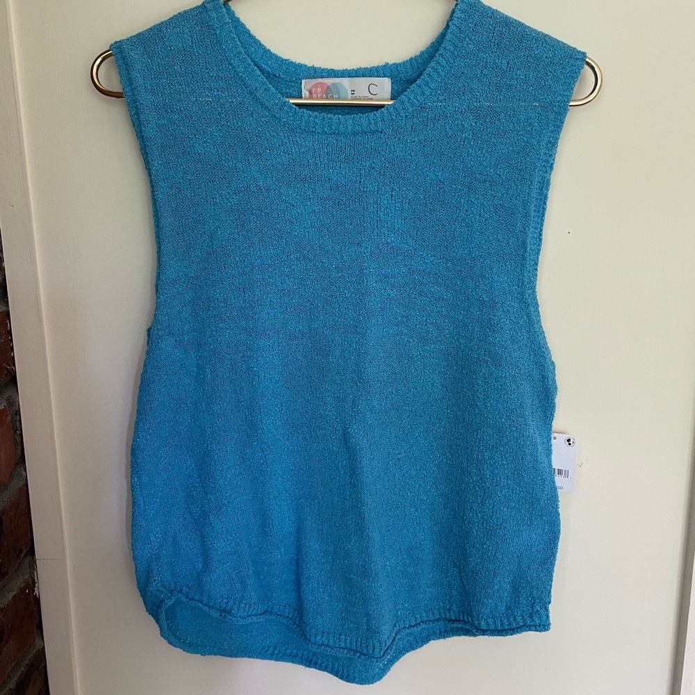 Free People Beach Crochet Blue Tank